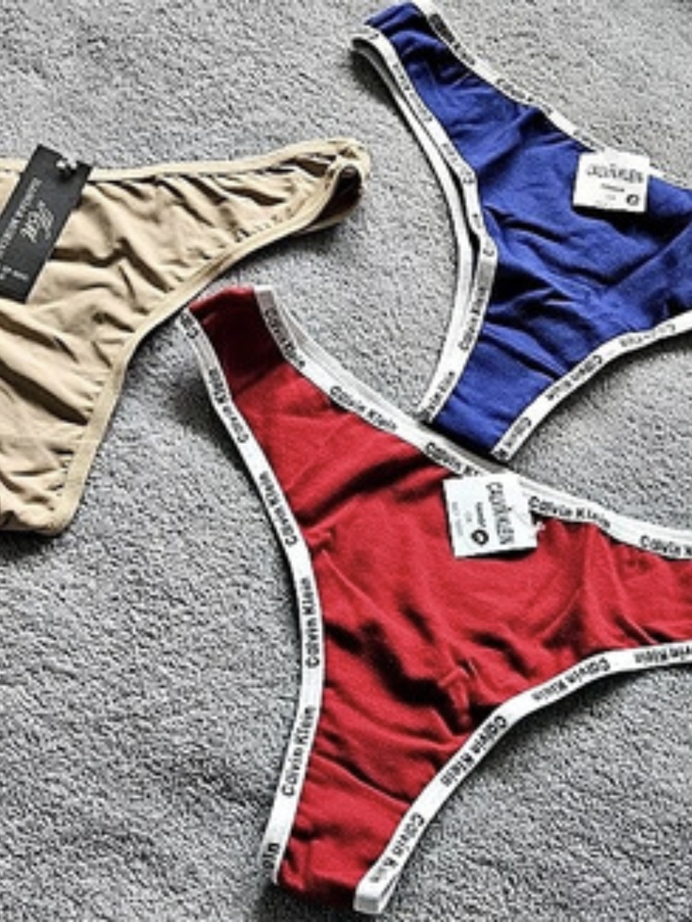 Calvin Klein Modern Cotton Thong 3-Pack Bundle Blue & Red Medium NWT